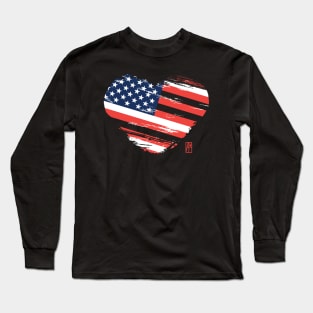 I love my country. I love the USA. I am a patriot. In my heart, there is always the flag of the USA Long Sleeve T-Shirt